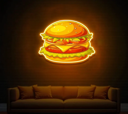 Flavorful Glow: Burger Food UV Neon Sign