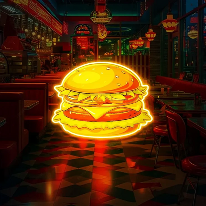 Flavorful Glow: Burger Food UV Neon Sign
