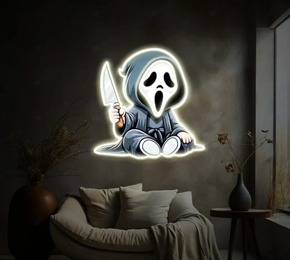Chilling Charm: Scary Ghost UV Neon Sign