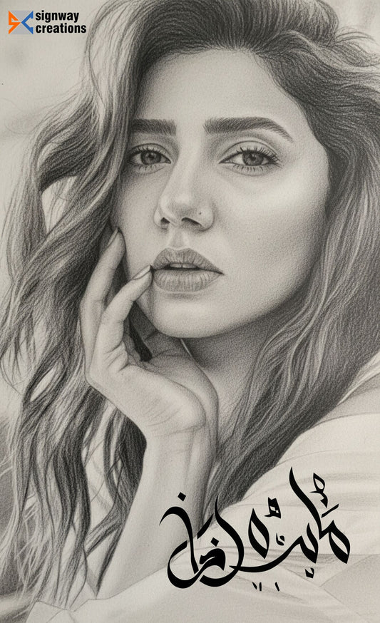 Maira Khan Pencil Art Canvas Portrait