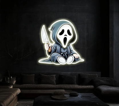 Chilling Charm: Scary Ghost UV Neon Sign