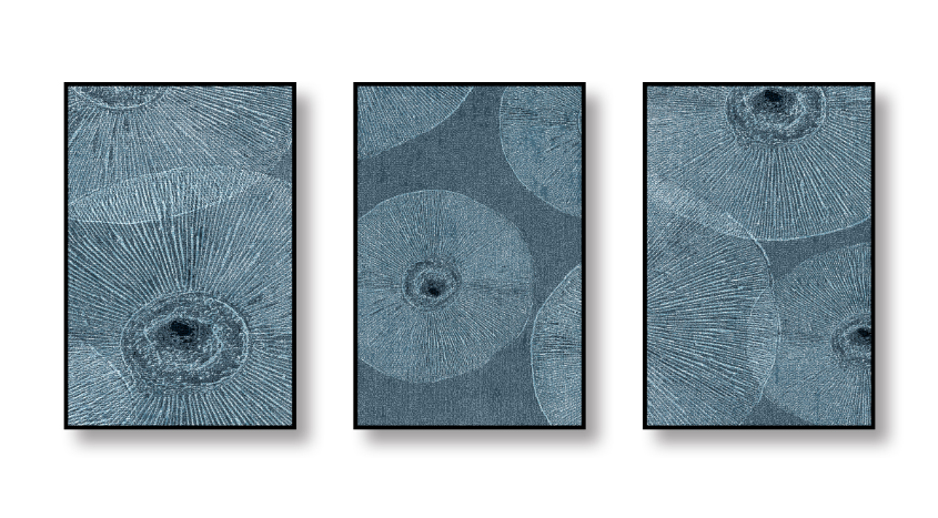 Blue Radial – Tonal Abstract Canvas Set of 3