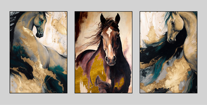 Born to Run – Luxury Horse Canvas Set of 3