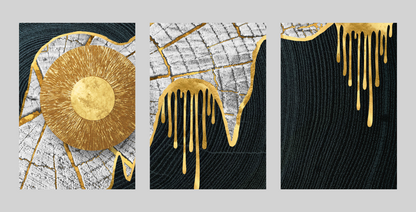 Molten – Gold & Black Canvas Set of 3