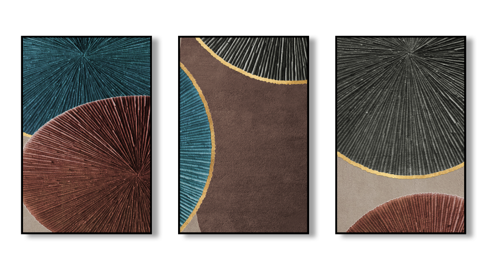 Sector – Mid-Century Abstract Canvas Set of 3