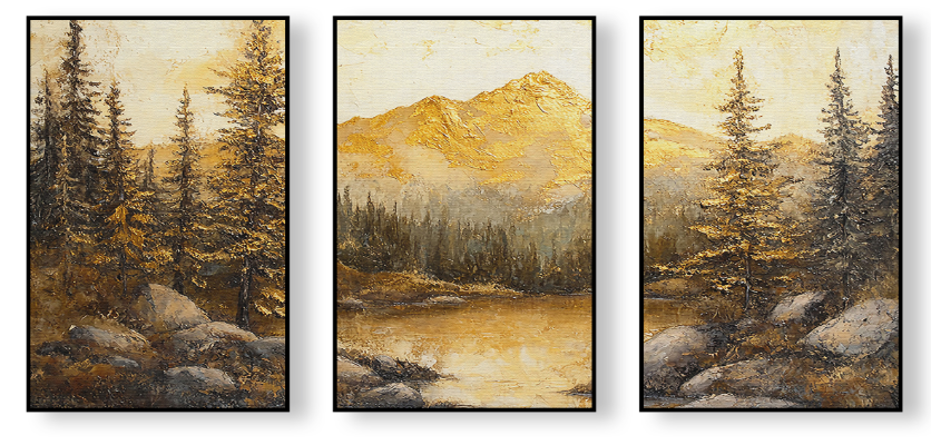 Golden Mountain – Landscape Canvas Set of 3