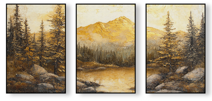 Golden Mountain – Landscape Canvas Set of 3