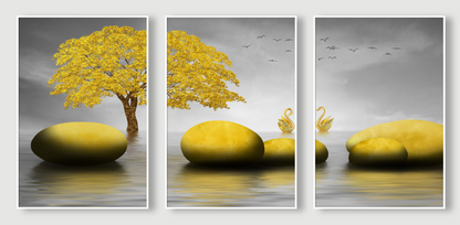 Golden Shore – Zen Canvas Set of 3