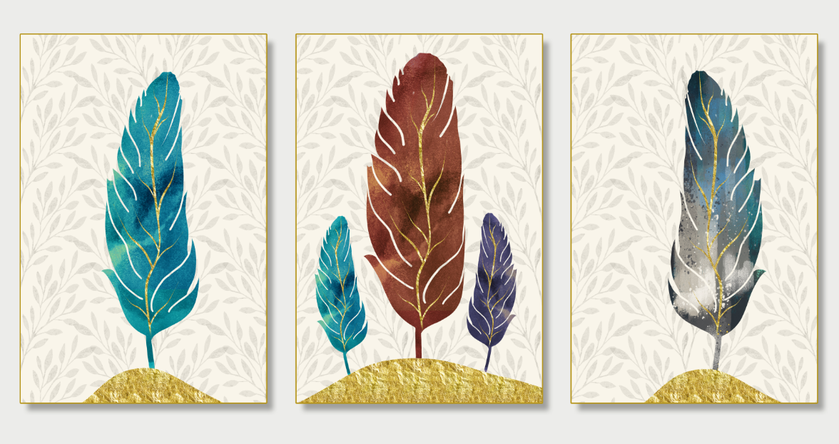 Watercolour & Gold Wall Canvas Set of 3