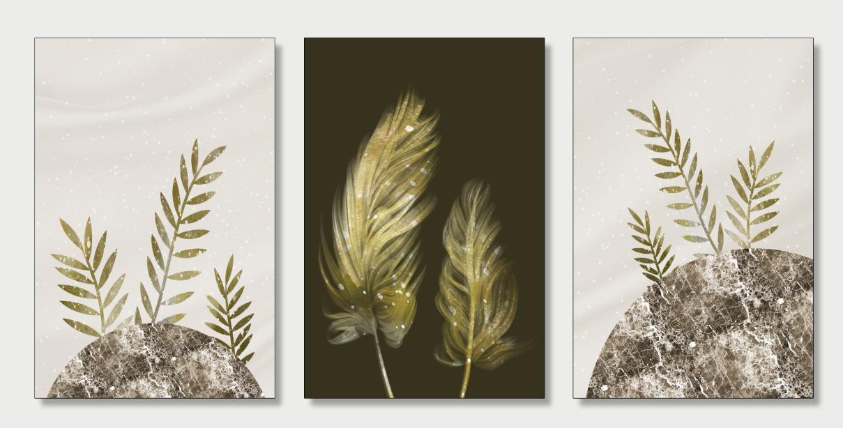The Golden Quill – Dark Luxury Canvas Set of 3