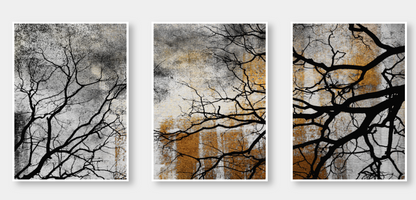 Dark Branches – Moody Nature Canvas Set of 3