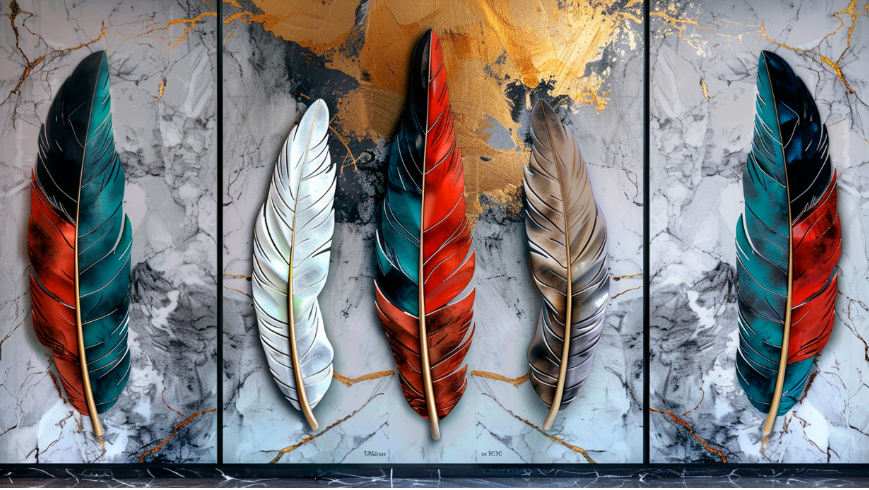 The Feather Kings Luxury Feather Canvas Set of 3