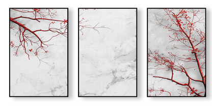 The Red Blossom – Japanese Style Canvas Set of 3