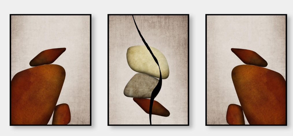 Equilibrium – Terracotta & Stone Canvas Set of 3