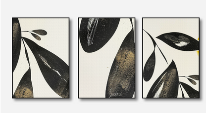 Black Stem – Monochrome Botanical Canvas Set of 3