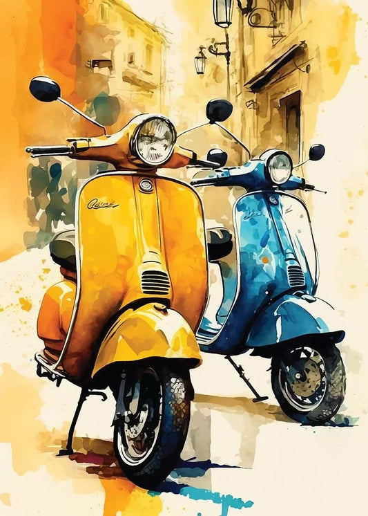 Colorful Scooter Print for Retro Decor