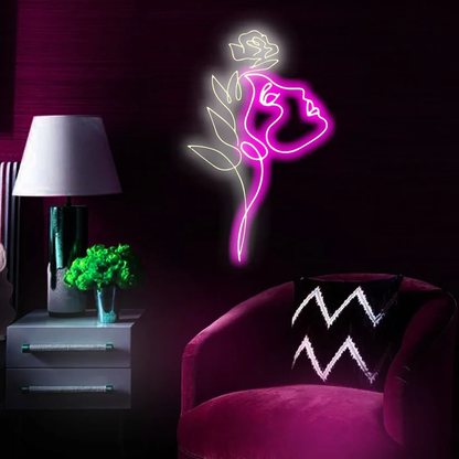 Floral Elegance: Luxurious Neon Light Art Decor