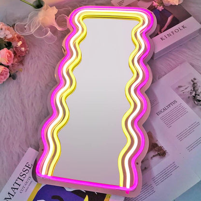 Wavy Acrylic Mirror Neon Signs for Wall Decor