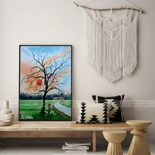 Sunset Landscape Watercolour Canvas Wall Art