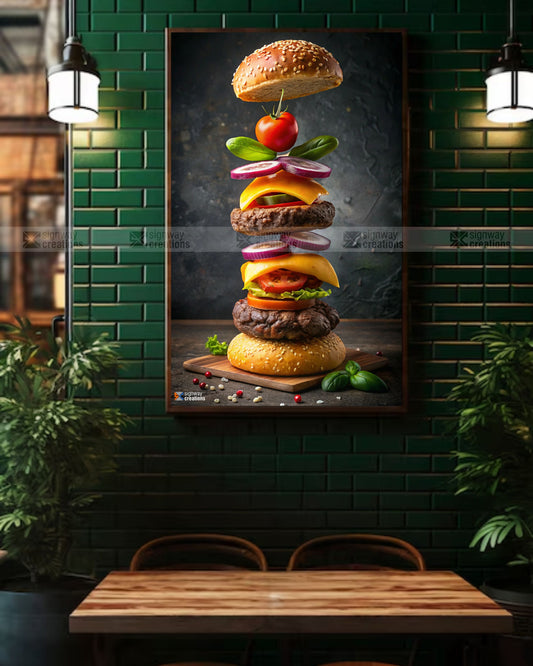 Exploded Burger Art Canvas