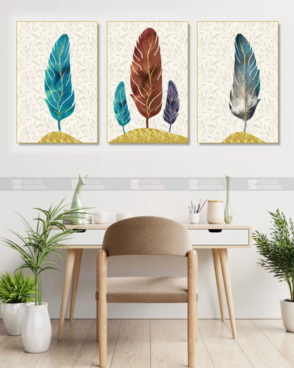 Watercolour & Gold Wall Canvas Set of 3