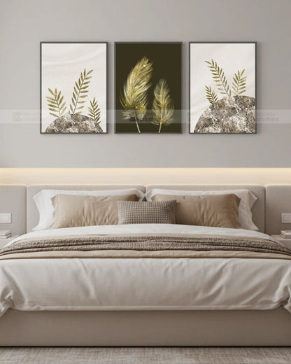 The Golden Quill – Dark Luxury Canvas Set of 3