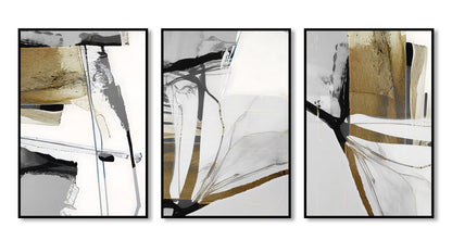 Gold Stroke – Contemporary Abstract Canvas Set of 3