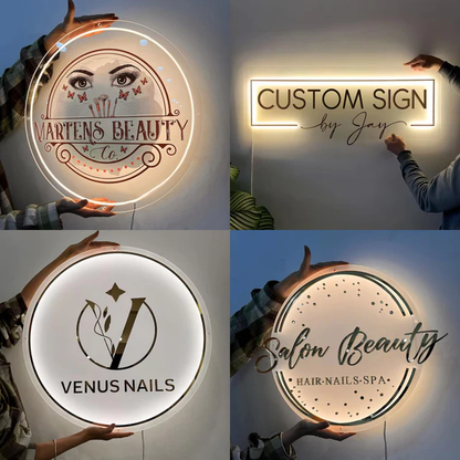 Custom Acrylic Backlit Signs - Clear Board Gold Logo Acrylic Sign