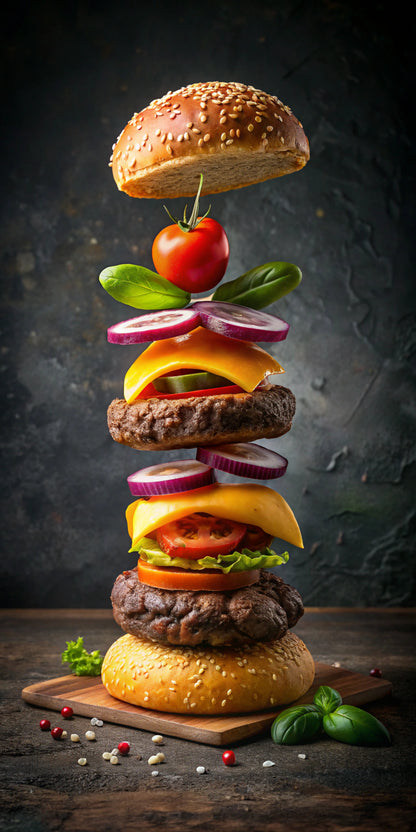 Exploded Burger Art Canvas