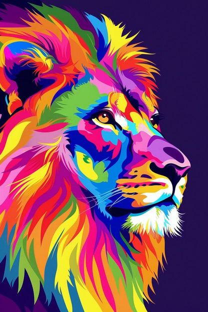 Rainbow Lion Pop Art