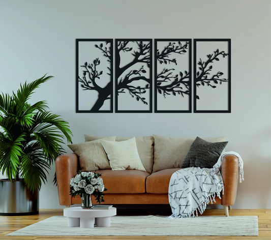 Tree of Life 4 Panels, Tree of Life Wall Art, Living Room Wall Art, Tree of Life Wall Decor, Hanging, Wall Art, Wall Decor