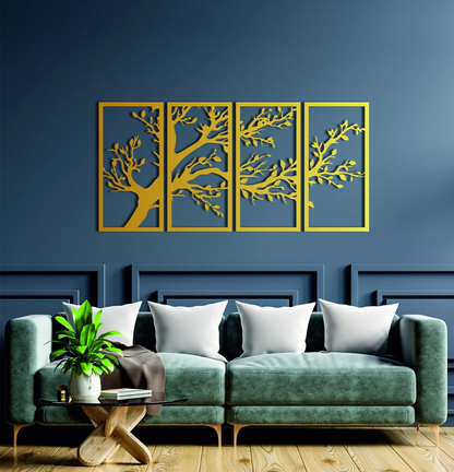 Tree of Life 4 Panels, Tree of Life Wall Art, Living Room Wall Art, Tree of Life Wall Decor, Hanging, Wall Art, Wall Decor