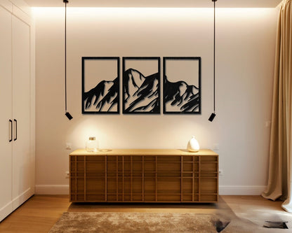 Mountain Wall Art, Set of 3 Wall Decor, 3 Acrylic Panel Mountain Landscape Wall Art