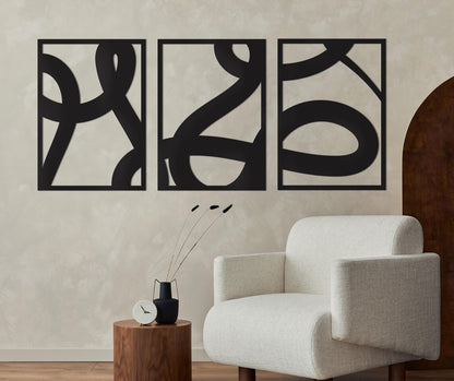 Modern Abstract Wall Decor, 3 Pieces Abstract Wall Art, Modern set of 3 wall art, Home Decor Wall Art