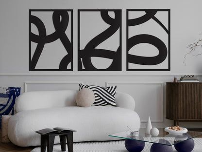Modern Abstract Wall Decor, 3 Pieces Abstract Wall Art, Modern set of 3 wall art, Home Decor Wall Art