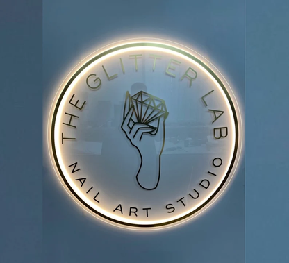 Custom Acrylic Backlit Signs - Clear Board Gold Logo Acrylic Sign