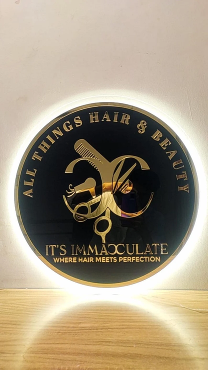 Custom 3D Black Gold Acrylic Business Name Sign