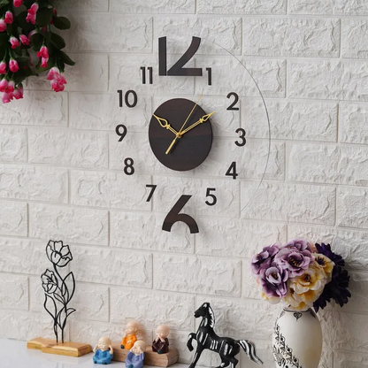 Contemporary Wall Clock with Bold Numbers and Wooden Finish