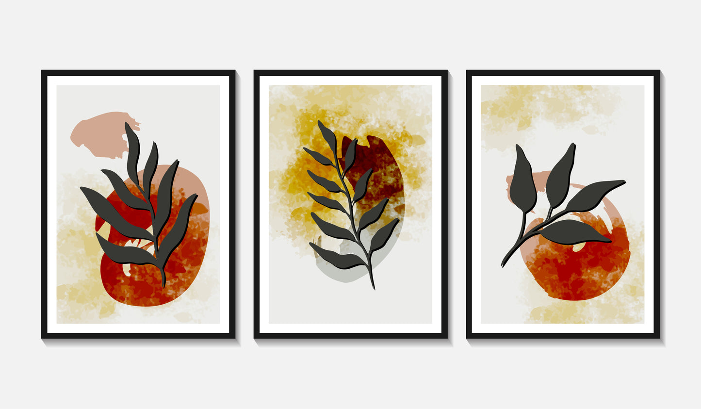 Terra & Leaf – Boho Botanical Canvas Set of 3