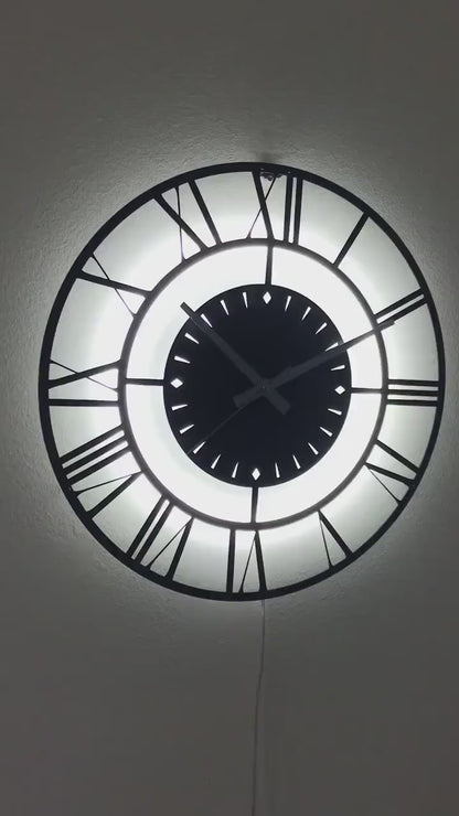 Unique Led Wall Clock, Led Lighted Wall Decor, Modern Led Clock, Led Wall Clock, Roman Numeral Clock