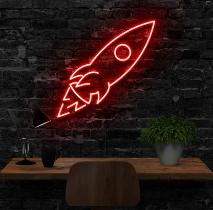Rocketship Neon Sign