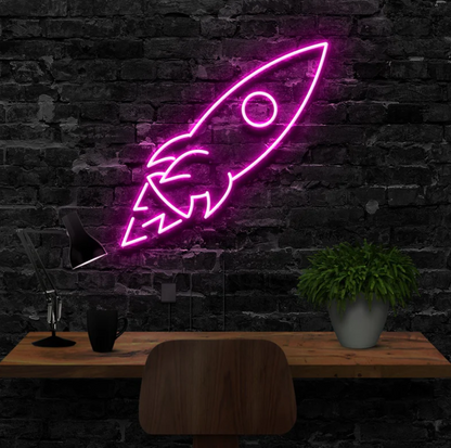 Rocketship Neon Sign
