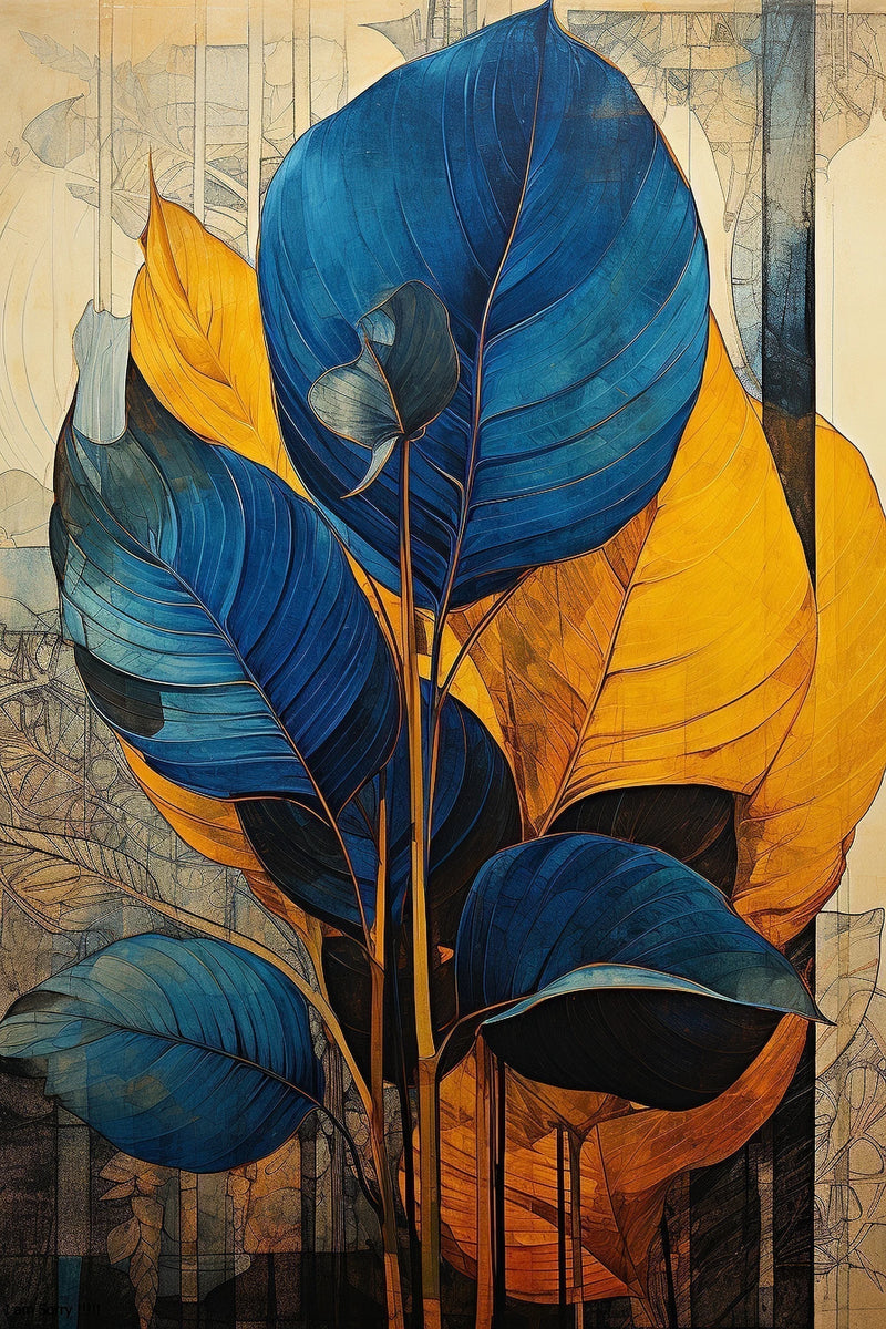 Cobalt Foliage: Modern Tropical Contrast