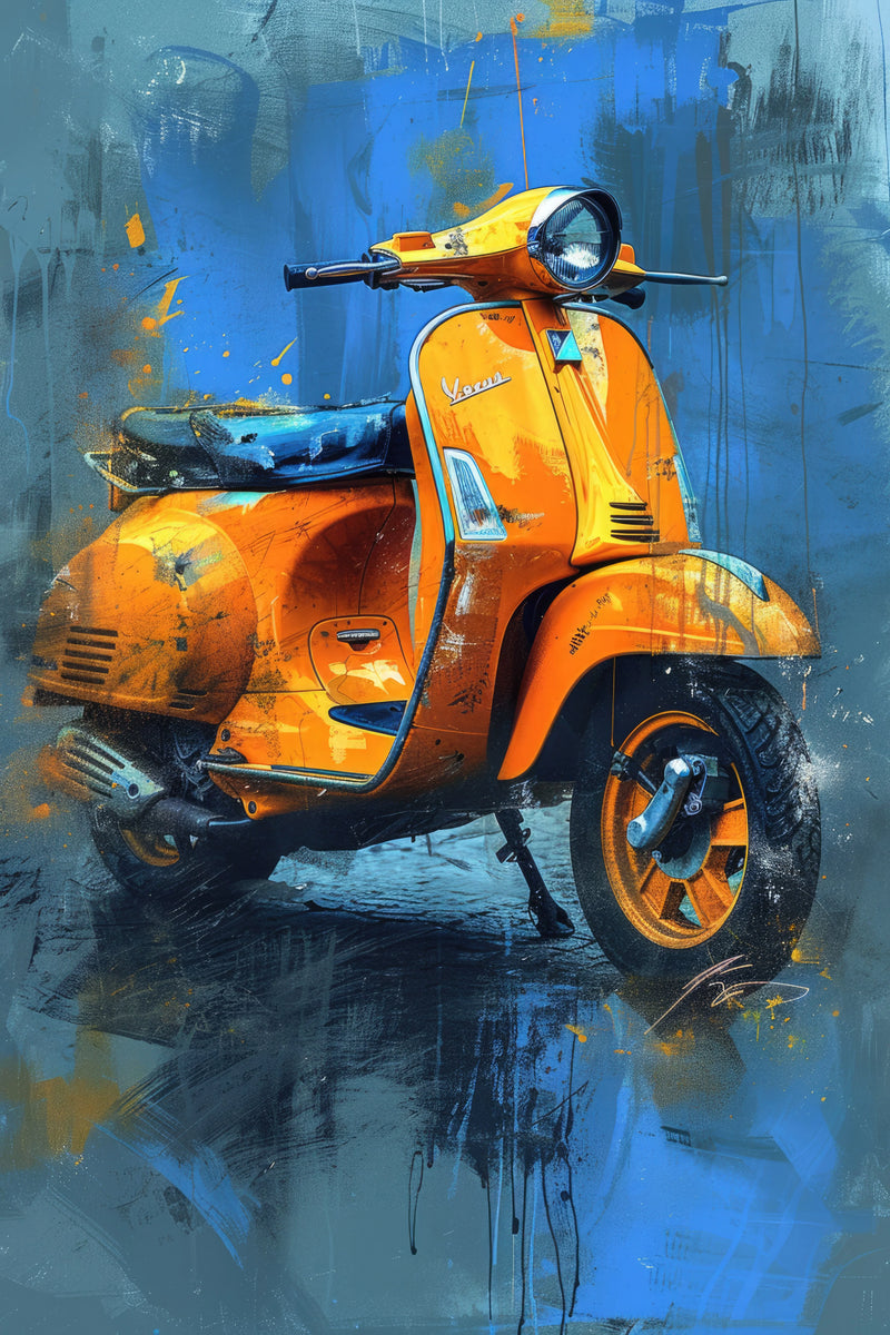 Orange Scooter Abstract Canvas Art