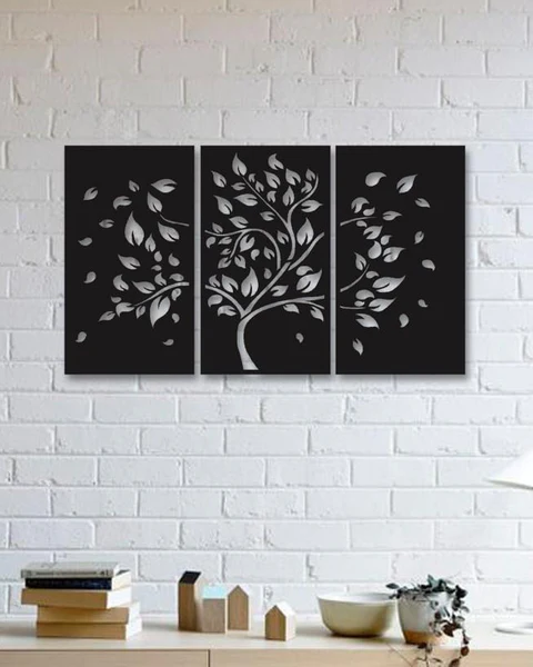 AmericanElm Autumn Tree Design 3 Pieces Decorative Acrylic Wall Decoration Art